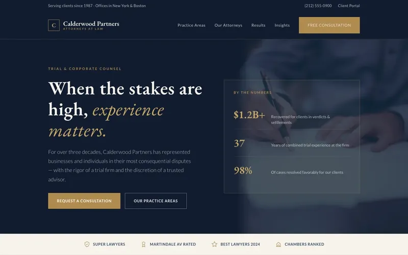 Demo site: Calderwood Partners, a law firm