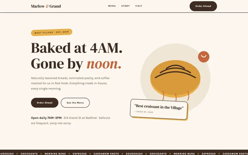 Demo site: Marlow & Grand, a bakery