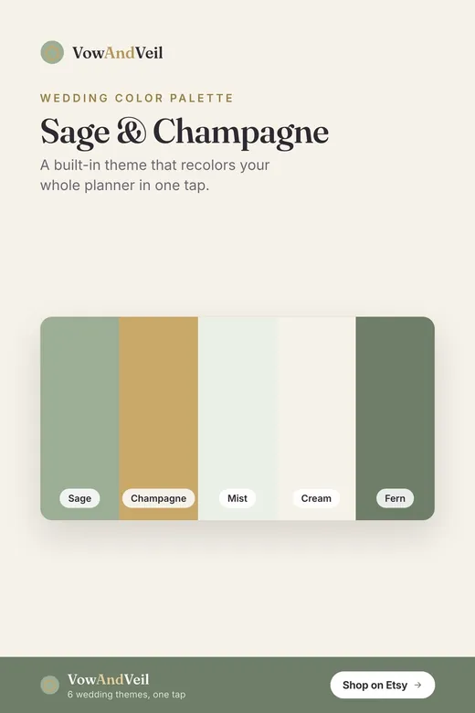 Pin: the sage and champagne color theme